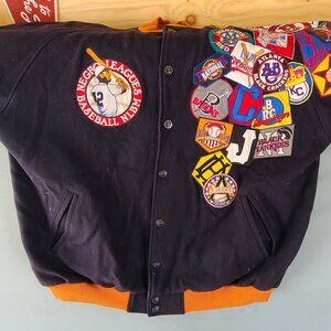 Vintage 1990's Headgear Negro League Baseball Jacket Men's 4XLarge Blue Orange